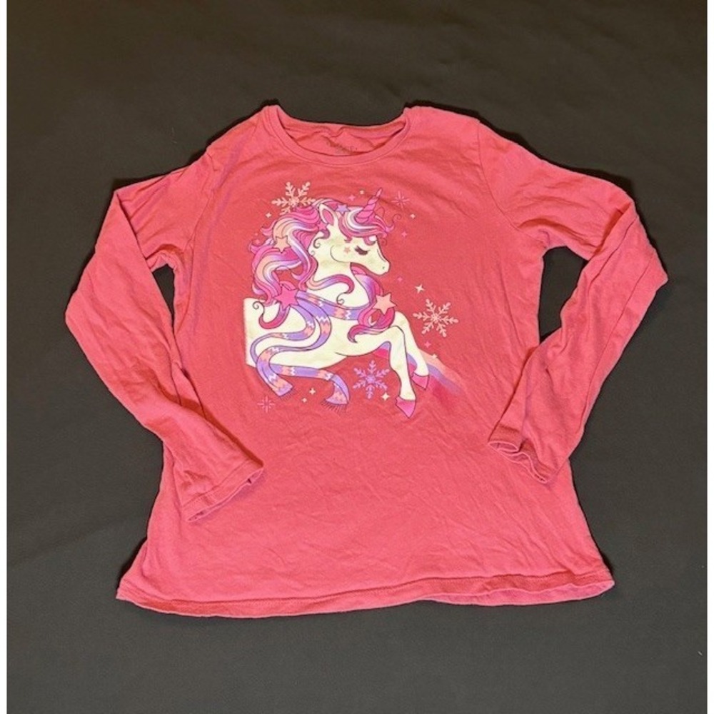 Children's Place pink long sleeved tee, unicorn graphic, girls size 14